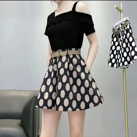 休闲宽松阔腿短裤女2023夏季新款薄款韩版显瘦时尚波点百搭五分裤商品大图