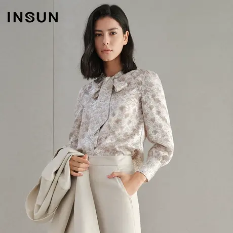 恩裳春季法式蝴蝶结飘带光泽感衬衫商品大图