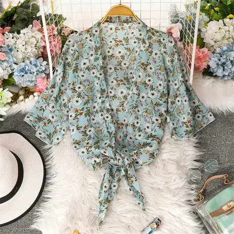 防晒衣女夏季短款全身防晒服防紫外线透气薄款罩衫电动车开衫冰丝商品大图