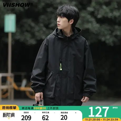 VIISHOW外套男机能冲锋夹克春秋款宽松潮牌工装户外登山服衣服夹商品大图