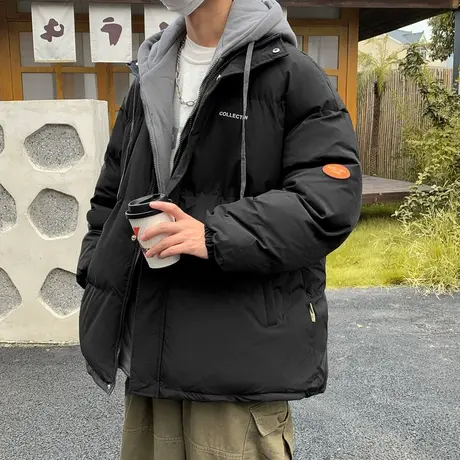 假两件棉衣男冬季2022新款新款加厚加绒棉袄晋江棉服男生冬装外套商品大图