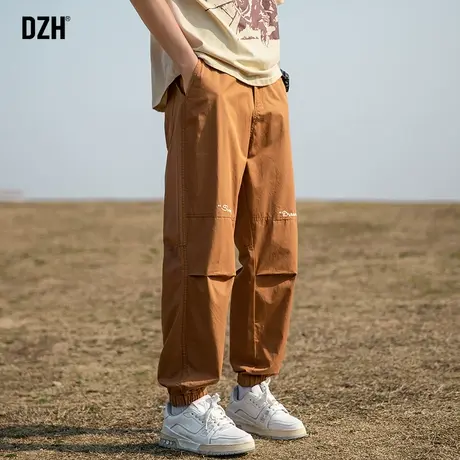 男士美式高街裤子男秋冬新款工装裤九分束脚裤2023新款纯棉休闲裤商品大图