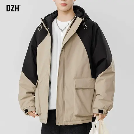 男士拼接工装棉服男款冬季加厚潮牌男装2024新款连帽棉衣外套百搭商品大图