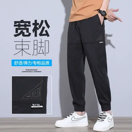 夏季薄款黑色工装休闲裤男士束脚宽松夏天男款2023新款男裤子潮牌商品大图