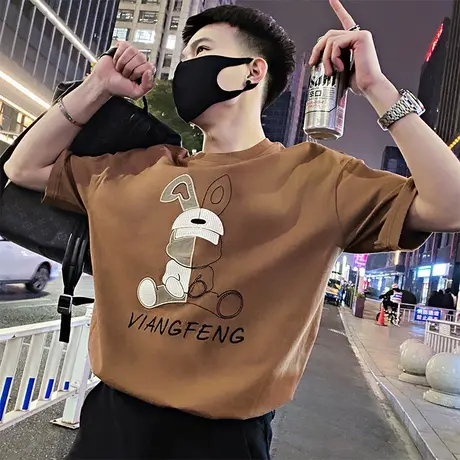 夏季ins潮牌百搭短袖T恤男潮流重磅半袖体恤2023新款宽松休闲夏装商品大图