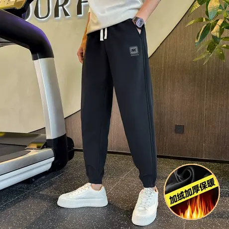冬季加绒男裤2023哈伦潮流宽松束脚哈伦裤保暖加厚运动休闲卫裤商品大图