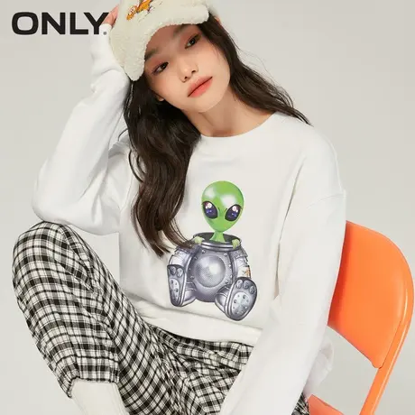 ONLY奥莱宽松圆领套头个性印花时尚休闲卫衣女商品大图