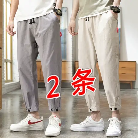 休闲裤男春夏季多口袋长裤肥佬加肥加大码运动裤直筒宽松工装裤商品大图