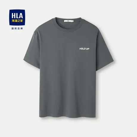 HLA/海澜之家纯棉圆领短袖T恤24春夏新款落肩微阔宽松情侣款短t男图片