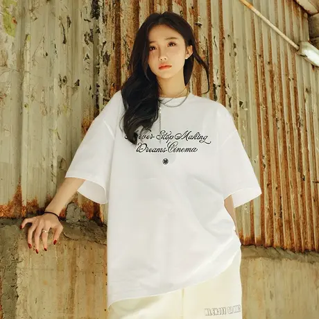 Nuthink美式潮牌简约字母短袖T恤男潮宽松大码情侣半袖上衣春季商品大图