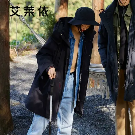 艾莱依工装羽绒服冬季女款2022年新款户外中长款派克服鹅绒服外套商品大图