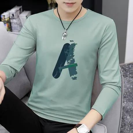 莫代尔长袖t恤男2023新款秋季小衫圆领打底衫潮流内搭薄款秋衣服图片
