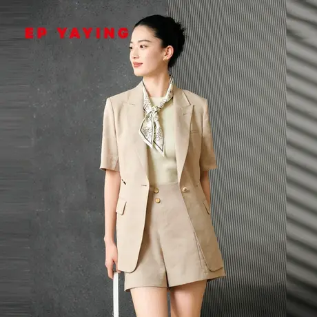 EP YAYING雅莹女装 职场OL收腰亚麻西装外套 2023新款1129B图片
