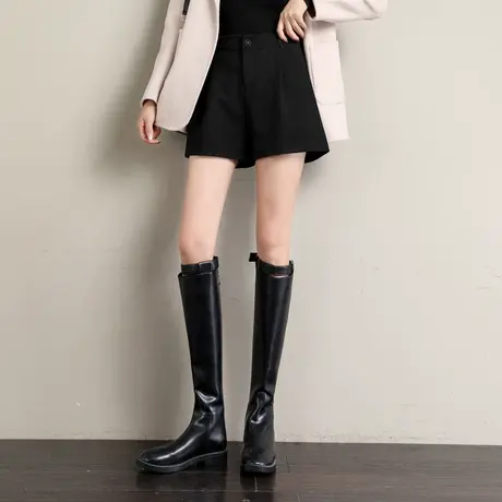 时尚气质毛呢短裤年秋冬季新款女士简约百搭洋气高级感裤子图片