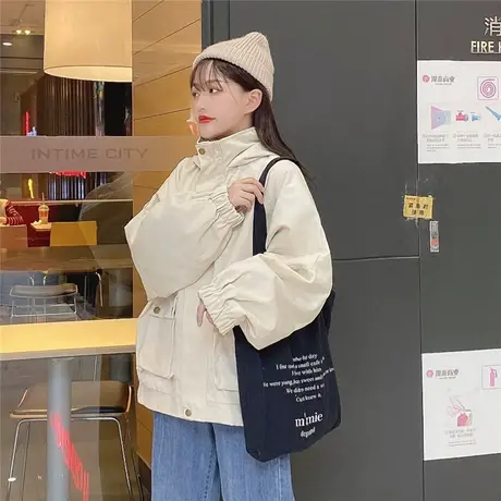 外套女潮ins春秋学生韩版宽松百搭日系原宿风拼接潮流薄款棒球服商品大图