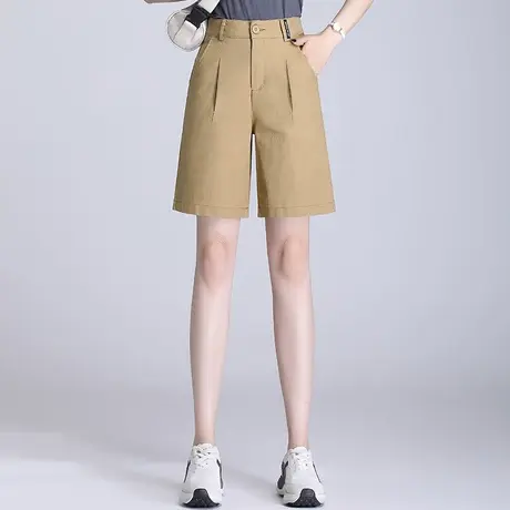 2023新款夏季韩版高腰直筒五分裤通勤显瘦外穿短裤休闲阔腿裤子潮商品大图