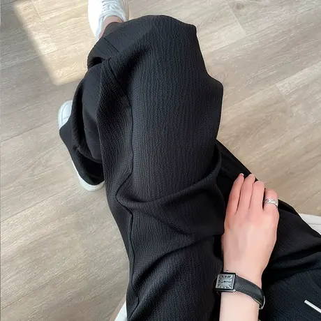 黑色阔腿裤女秋冬2023年新款高腰垂感窄版直筒显瘦休闲宽松拖地裤图片