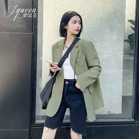 西装外套女春秋季复古英伦风宽松显瘦休闲廓形高级感薄款小西服图片