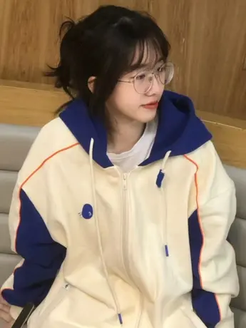 连帽卫衣女春秋薄款oversize小众高街潮牌ins美式复古hiphop外套商品大图