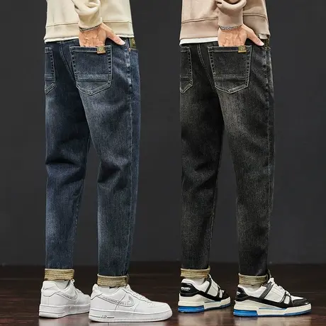 新塘复古水洗牛仔长裤男士宽松直筒休闲男裤子秋冬款秋季冬季弹力商品大图