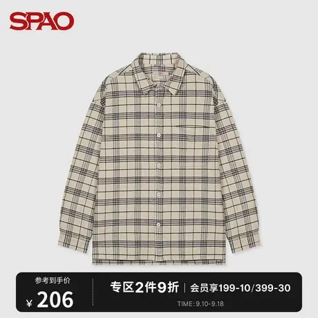 SPAO 男士衬衫秋冬季新款休闲百搭法兰绒格子长袖衬衫SPYCB4TC01图片