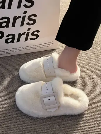 厚底毛毛拖鞋包头半拖鞋女外穿2023秋冬新款网红办公室外出棉拖鞋商品大图