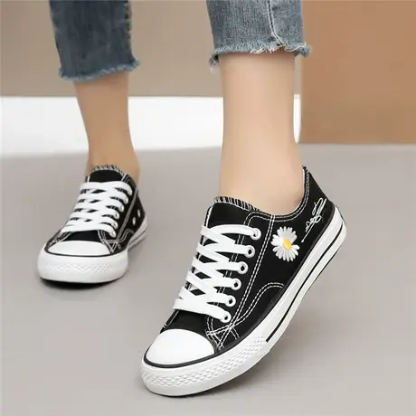 小雏菊帆布鞋少女孩2023春夏新款板鞋韩版中大童平底休闲运动球鞋图片