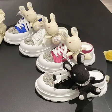 欧洲站潮牌厚底外穿2023年夏季新款网红超火水钻欧货包头半拖鞋女图片