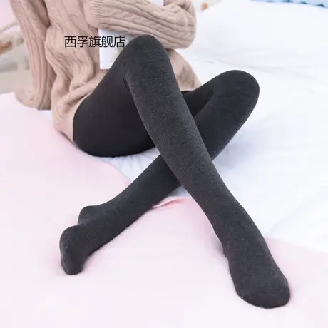 秋冬新款保暖精梳棉龙抓毛少女瘦腿连裤袜踩脚黑色灰显瘦拉绒打底图片