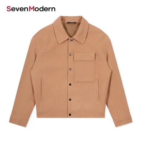 【清仓商场同款】柒牌奥莱男装潮牌SevenModern时尚休闲短款大衣图片