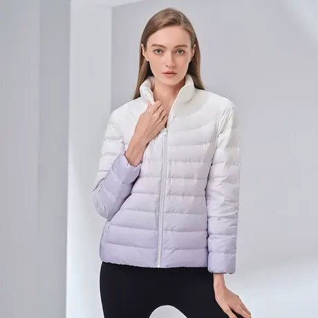 【商场同款】坦博尔轻薄羽绒服女2022新款短款立领外套TB330266商品大图