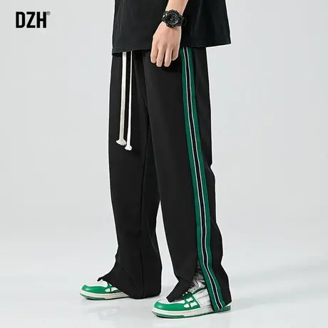 男士黑色休闲裤男宽松直筒春秋季裤子潮流百搭运动卫裤潮牌开叉裤商品大图