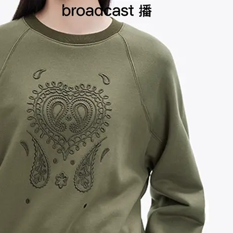 播broadcast圆领卫衣女秋冬纯棉情侣装宽松小个子上衣DDP4VD4241商品大图