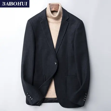 秋冬新款休闲西装男士外套韩版时尚青年商务修身呢子小西装男上衣商品大图