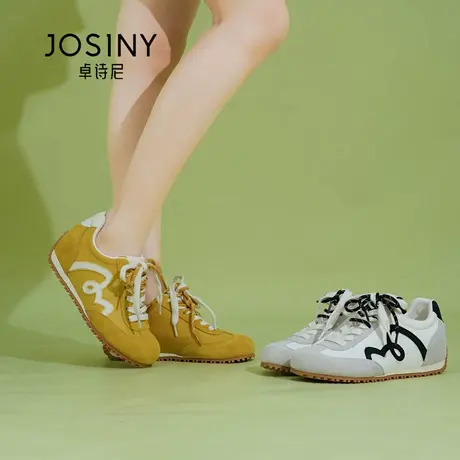 Josiny/卓诗尼秋季2025新款休闲百搭轻便系带小白鞋软底板鞋女鞋商品大图