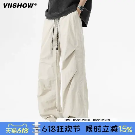 VIISHOW休闲裤男款2025新款日系潮牌宽松阔腿百搭个性直筒工装裤商品大图