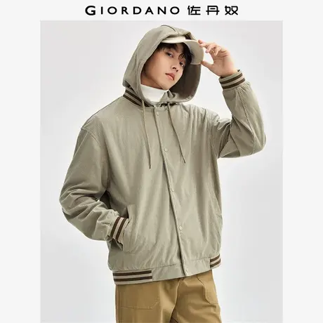 佐丹奴外套男装假两件灯芯绒针梭织拼接连帽夹克外套 18074618商品大图