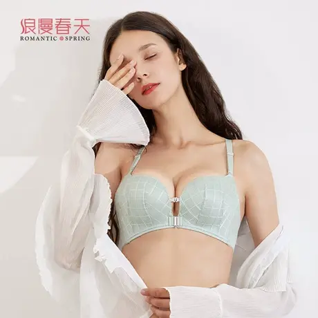浪漫春天内衣女小胸聚拢无钢圈前扣美背性感上托提拉细肩带文胸商品大图