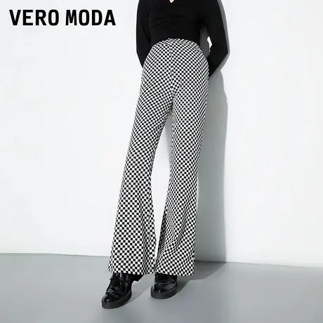 Vero Moda奥莱休闲裤秋冬清仓潮流棋盘格垂坠辣妹喇叭长裤子女商品大图