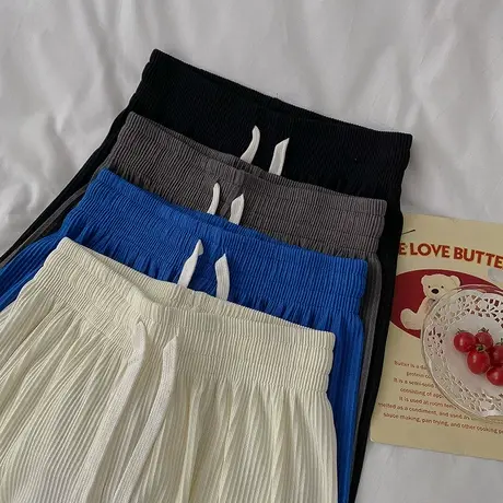 白色阔腿裤子女春秋薄款高腰夏垂感2023新款宽松直筒休闲运动裤潮图片