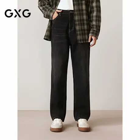 GXG男装 经典明线压线时髦经典宽松直筒牛仔长裤  2025秋季新品商品大图