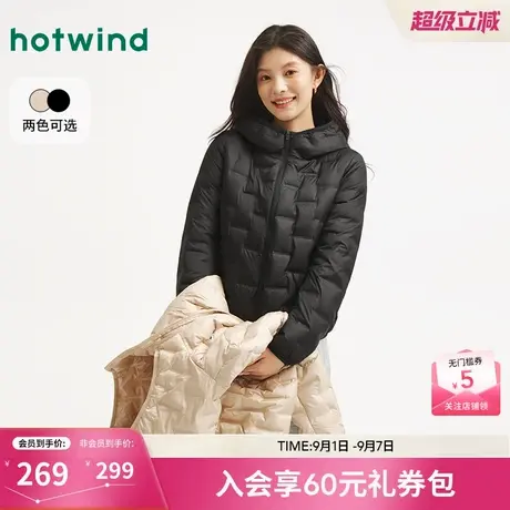 热风2025年冬季新款女士轻薄连帽羽绒服图片