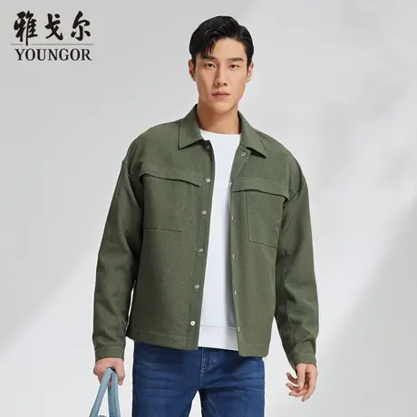 雅戈尔奥莱 男装新款单茄克商务休闲翻领外套男商品大图