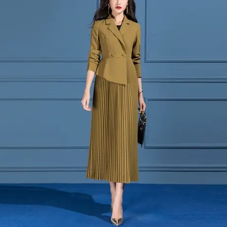 风衣女春秋款2025新款时尚洋气女神范修身显瘦百褶拼接不规则外套图片