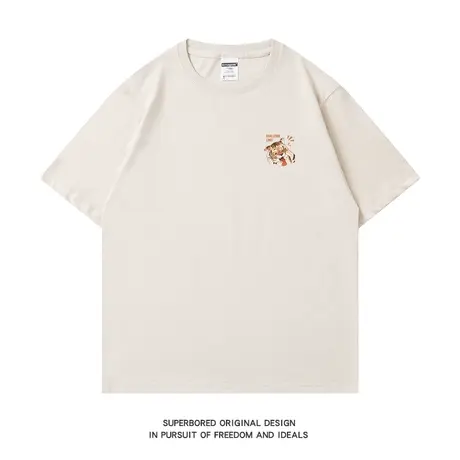 潮牌趣味简约小老虎短袖t恤男夏季纯棉宽松休闲学生情侣半袖体恤图片