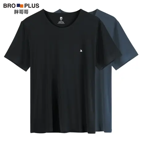 胖哥哥大码男士半袖薄款加肥加大冰丝莫代尔纯色无痕运动短袖t恤图片