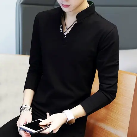 男士长袖T恤秋季小衫加绒卫衣潮流棉感打底衫秋衣韩版上衣服男装图片