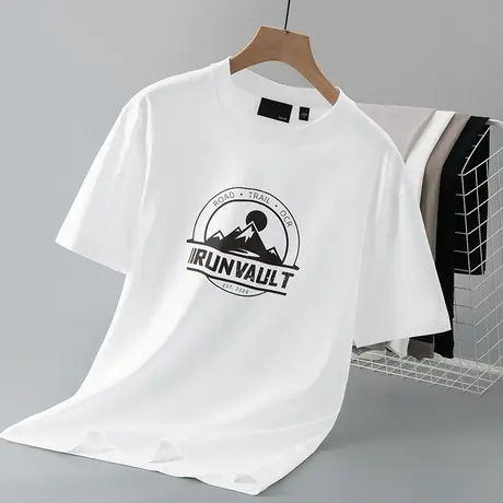 250g重磅纯棉白色t恤男短袖夏季宽松上衣服全棉半袖厚实不透体恤商品大图