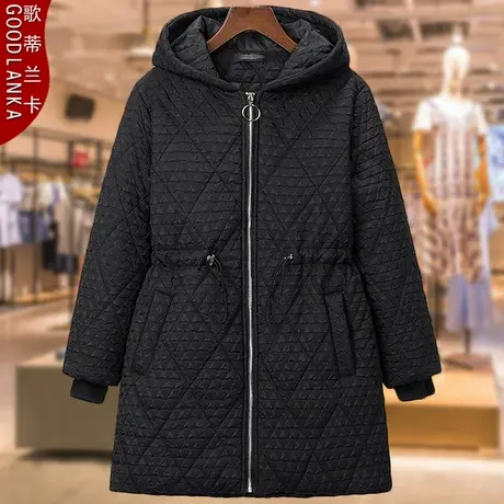 加大码冬季中长款羽绒棉服女中年胖妈妈加厚保暖收腰连帽棉衣外套商品大图