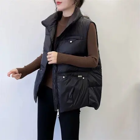 羽绒棉马甲女2023冬装新款韩版短款宽松坎肩棉衣无袖背心马夹外套商品大图